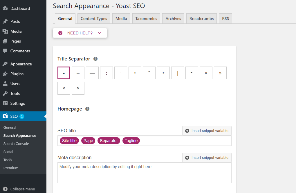 Yoast SEO的設置