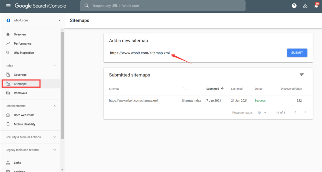 將站點地圖提交到Google Search Console