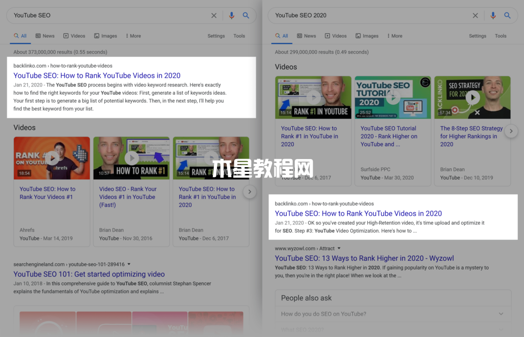 youtube seo相關(guān)搜索谷歌serp展示