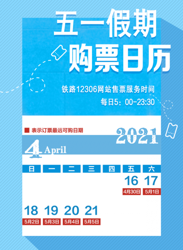 五一火車票提前多少天可以買2021 五一火車票什么時候開始售票(圖1)