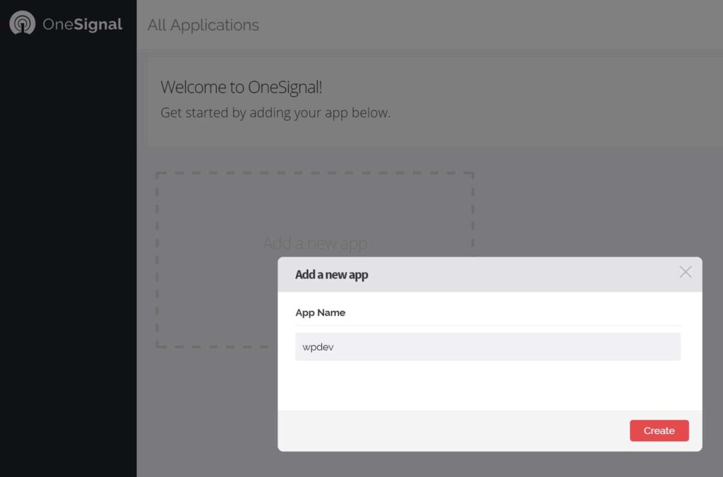 在OneSignal中添加新應(yīng)用