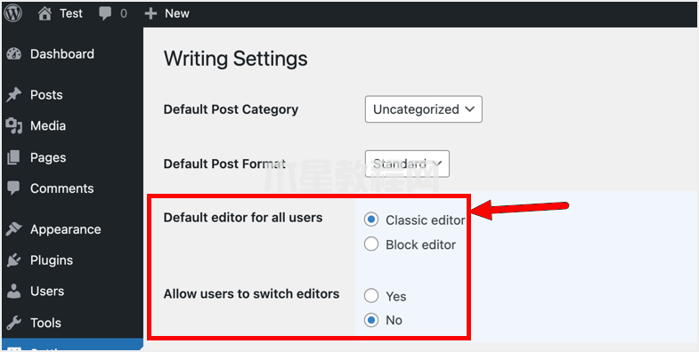 Classic Editor插件設(shè)置